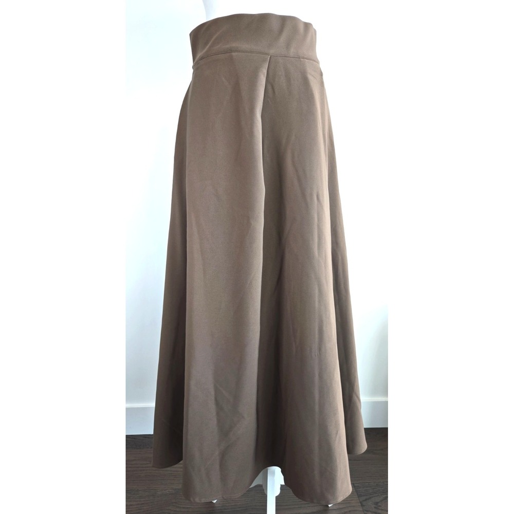 Rich in Chinese Maxi A Line Highrise Pleated Structured Skirt Evening Gown Brown